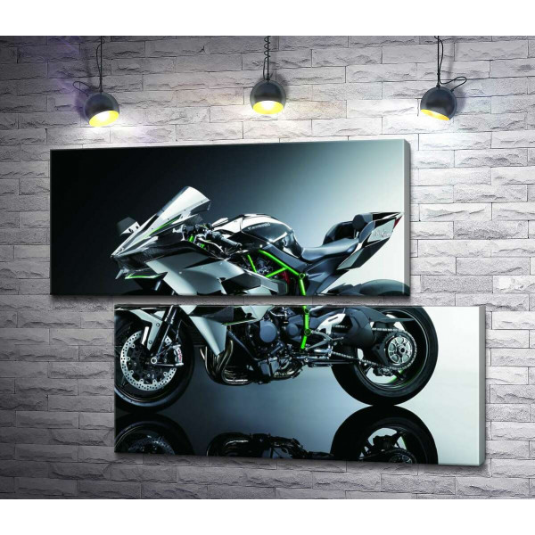 Черный блеск мотоцикла Kawasaki Ninja