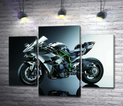 Модульная картина "Черный блеск мотоцикла Kawasaki Ninja"