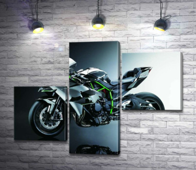 Модульна картина "Чорний блиск мотоцикла Kawasaki Ninja"