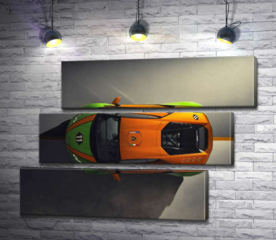 Оранжево-зеленая яркость эксклюзивной модели автомобиля Ламборгини (Lamborghini Huracan Evo GT Celebration)