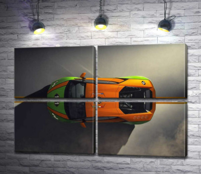 Оранжево-зеленая яркость эксклюзивной модели автомобиля Ламборгини (Lamborghini Huracan Evo GT Celebration)