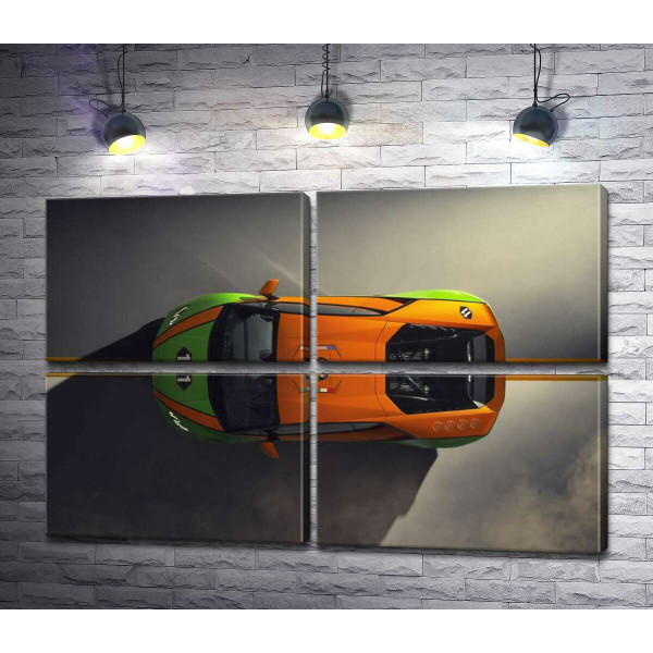 Оранжево-зеленая яркость эксклюзивной модели автомобиля Ламборгини (Lamborghini Huracan Evo GT Celebration)
