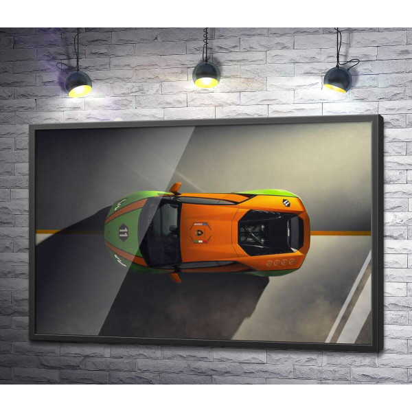 Оранжево-зеленая яркость эксклюзивной модели автомобиля Ламборгини (Lamborghini Huracan Evo GT Celebration)