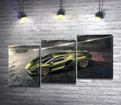 Модульна картина "Автомобіль супергібрид Ламборгіні (Lamborghini Sian)"