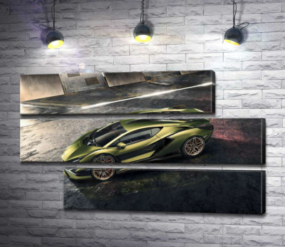Модульная картина "Автомобиль супергибрид Ламборгини (Lamborghini Sian)"