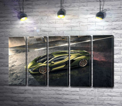 Модульная картина "Автомобиль супергибрид Ламборгини (Lamborghini Sian)"
