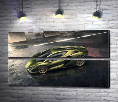 Модульная картина "Автомобиль супергибрид Ламборгини (Lamborghini Sian)"