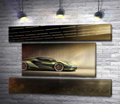 Зелений блиск автомобіля Ламборгіні (Lamborghini Sian)
