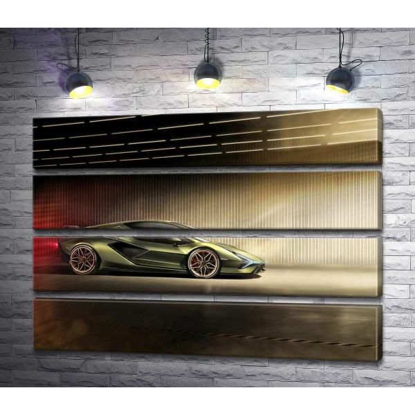 Зеленый блеск автомобиля Ламборгини (Lamborghini Sian)