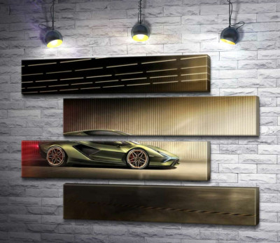 Модульна картина "Зелений блиск автомобіля Ламборгіні (Lamborghini Sian)"