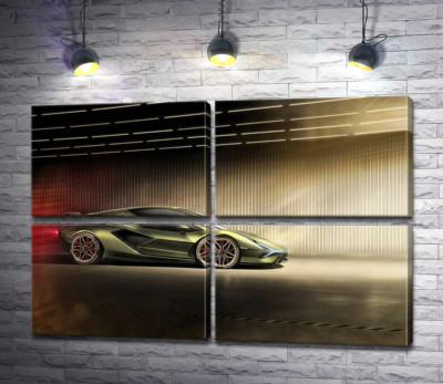 Зеленый блеск автомобиля Ламборгини (Lamborghini Sian)