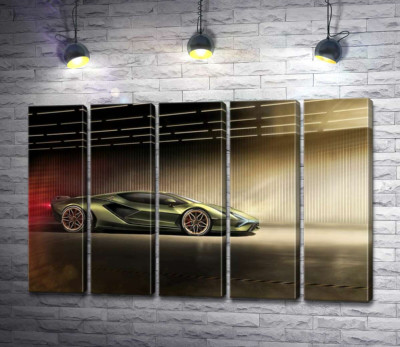 Модульна картина "Зелений блиск автомобіля Ламборгіні (Lamborghini Sian)"