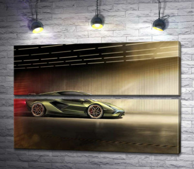 Модульна картина "Зелений блиск автомобіля Ламборгіні (Lamborghini Sian)"