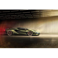 Зеленый блеск автомобиля Ламборгини (Lamborghini Sian)