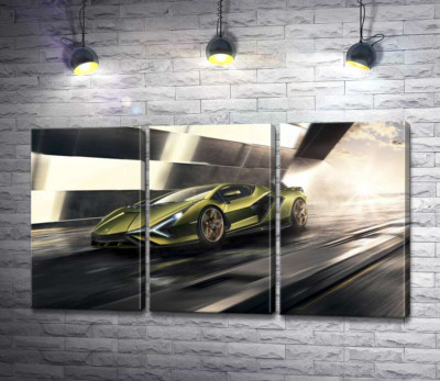 Блискавична швидкість супергібриду автомобіля Ламборгіні (Lamborghini Sian)