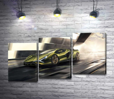 Молниеносная скорость супергибрида автомобиля Ламборгини (Lamborghini Sian)