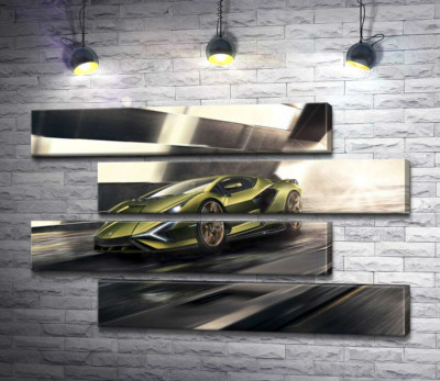 Блискавична швидкість супергібриду автомобіля Ламборгіні (Lamborghini Sian)