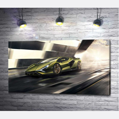 Блискавична швидкість супергібриду автомобіля Ламборгіні (Lamborghini Sian)