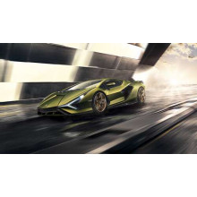 Молниеносная скорость супергибрида автомобиля Ламборгини (Lamborghini Sian)
