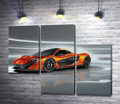 Модульная картина "Янтарный блеск спортивного автомобиля McLaren P1"