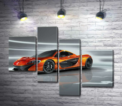 Модульная картина "Янтарный блеск спортивного автомобиля McLaren P1"