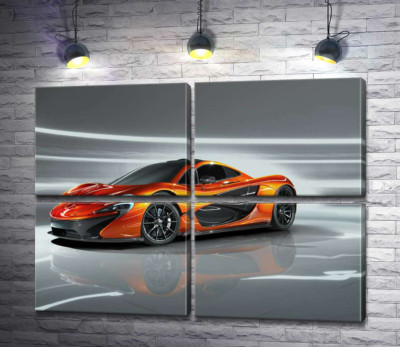 Модульная картина "Янтарный блеск спортивного автомобиля McLaren P1"