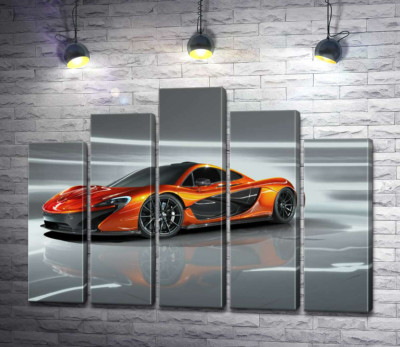 Модульная картина "Янтарный блеск спортивного автомобиля McLaren P1"