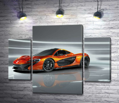 Модульна картина "Бурштиновий блиск спортивного автомобіля McLaren P1"