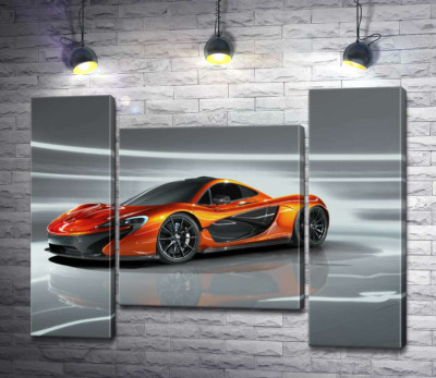 Модульная картина "Янтарный блеск спортивного автомобиля McLaren P1"