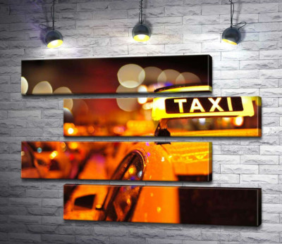 Модульна картина "Жовтий маячок "Taxi" на даху автомобіля"