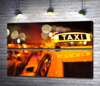 Модульна картина "Жовтий маячок "Taxi" на даху автомобіля"