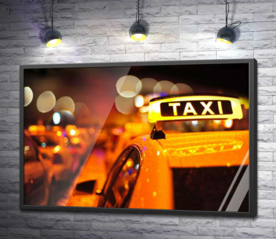 Постер "Жовтий маячок "Taxi" на даху автомобіля"
