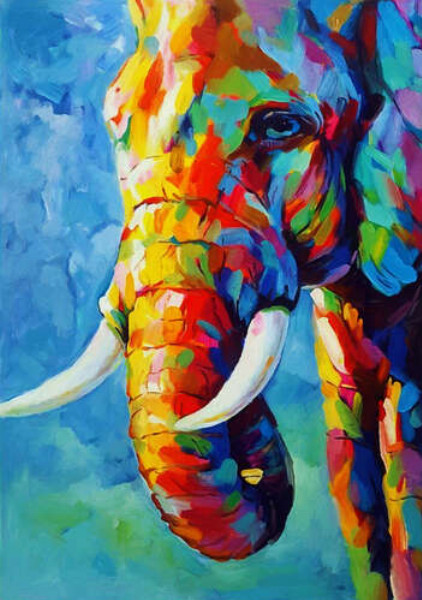 Яркие краски в силуэте слона