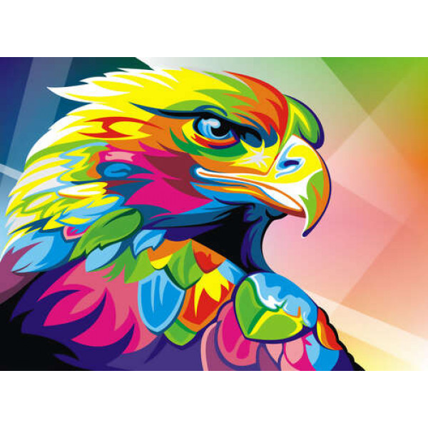 Грізний погляд орла серед барвистого оперення