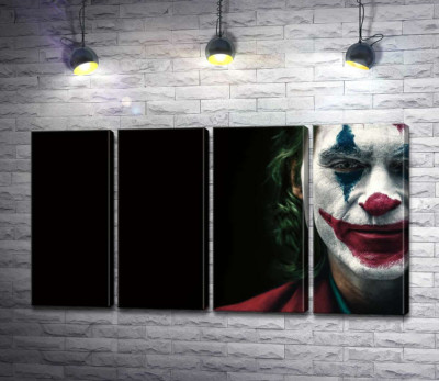 Модульная картина "Джокер (Joker) накрашен слоями грима"