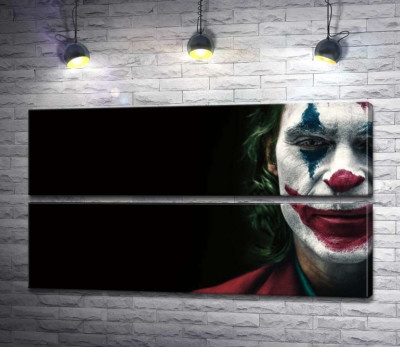 Модульная картина "Джокер (Joker) накрашен слоями грима"