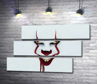 Модульная картина "Ужасающая улыбка клоуна-убийцы Пеннивайза (Pennywise) – героя фильма ужасов "Оно" (It)"