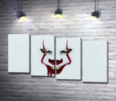 Модульна картина "Жахаюча посмішка клоуна-вбивці Пеннівайза (Pennywise) - героя фільму жахів "Воно" (It)"