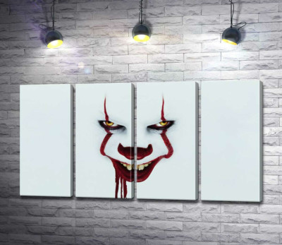 Модульная картина "Ужасающая улыбка клоуна-убийцы Пеннивайза (Pennywise) – героя фильма ужасов "Оно" (It)"