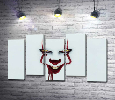 Модульная картина "Ужасающая улыбка клоуна-убийцы Пеннивайза (Pennywise) – героя фильма ужасов "Оно" (It)"