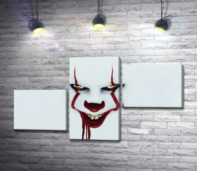 Модульна картина "Жахаюча посмішка клоуна-вбивці Пеннівайза (Pennywise) - героя фільму жахів "Воно" (It)"