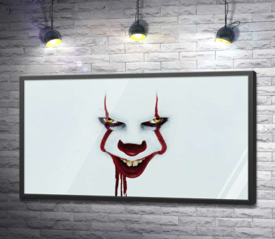 Постер "Жахаюча посмішка клоуна-вбивці Пеннівайза (Pennywise) - героя фільму жахів "Воно" (It)"