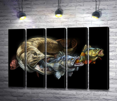 Цепь питания рыб на постере к программе "Savage Gear Fish"