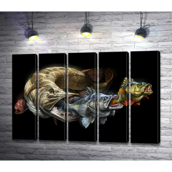 Ланцюг живлення риб на постері до програми "Savage Gear Fish"