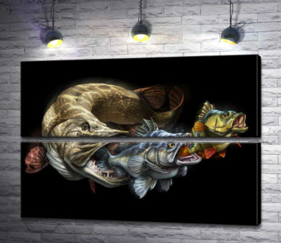 Модульна картина "Ланцюг живлення риб на постері до програми "Savage Gear Fish""