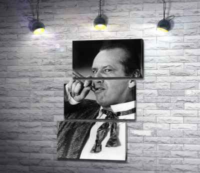 Модульна картина "Актор Джек Ніколсон (Jack Nicholson) позує із сигарою на чорно-білому знімку"