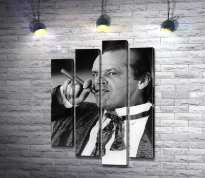 Актер Джек Николсон (Jack Nicholson) позирует с сигарой на черно-белом снимке