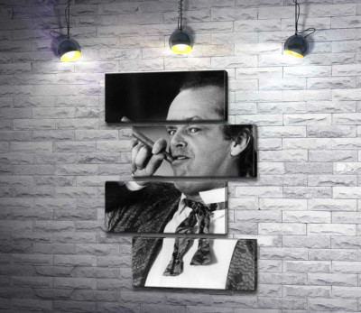 Модульна картина "Актор Джек Ніколсон (Jack Nicholson) позує із сигарою на чорно-білому знімку"