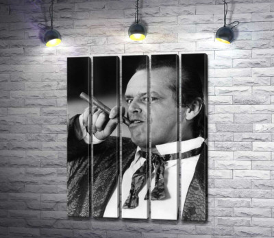 Модульная картина "Актер Джек Николсон (Jack Nicholson) позирует с сигарой на черно-белом снимке"