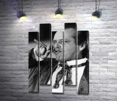 Модульная картина "Актер Джек Николсон (Jack Nicholson) позирует с сигарой на черно-белом снимке"